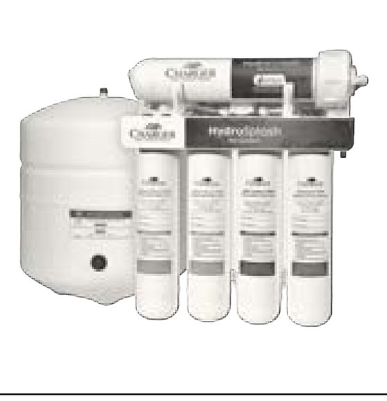 Charger HydroSplash reverse osmosis system with storage tank and twist-off cartridges