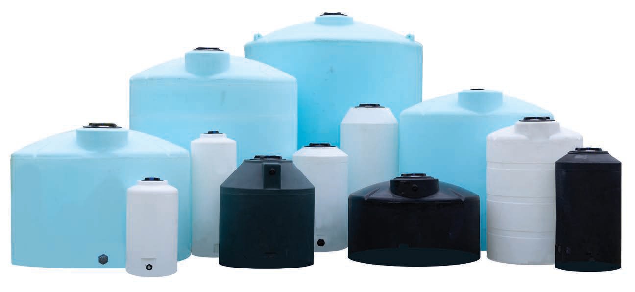 Norwesco vertical storage tank range showing available sizes from small to bulk capacity